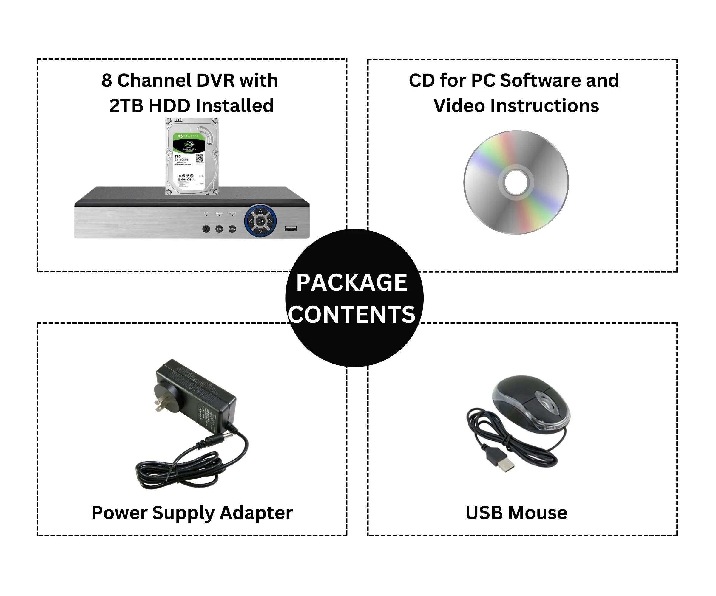 Evertech 8 Channel  Digital Video Recorder 2TB Hard Drive H.265 HD Hybrid TVI AHD CVI Analog CCTV Security DVR