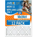 14x24x1 Air Filter MERV 11 Rating, 12 Pack of Furnace Filters Comparable to MPR 1000, MPR 1200, FPR 7, High Efficiency 12 Pack of Furnace Filters Made in USA by AIRX FILTERS WICKED CLEAN AIR.