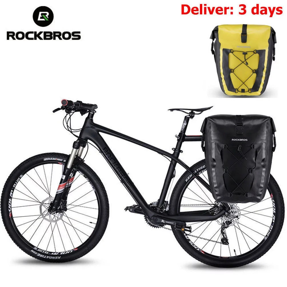 ROCKBROS Multifunction Road MTB Mountain Bike Bag Bicycle Pannier Rear Seat Trunk Bag 20-27L Yellow