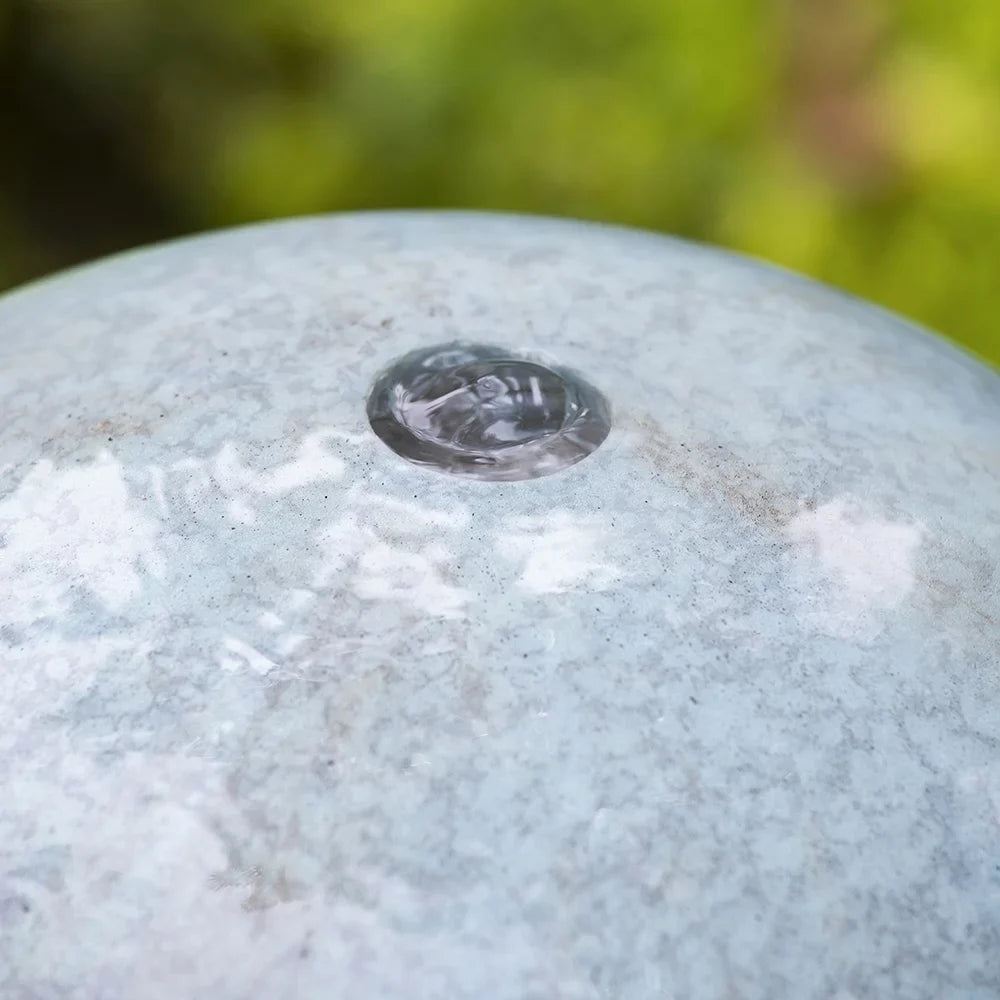 CoSoTower 13X13X44" Tall Contemporary Sphere Outdoor moisture Fountain, Cement/Concrete Outdoor Fountain, Antique Blue Raindrop moisture Feature with Light for Garden, Lawn, Deck & Patio