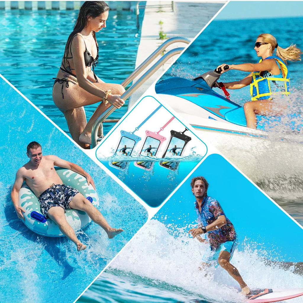 Urbanx Universal Waterproof Phone Pouch Cellphone Dry Bag Case Designed For Ulefone Armor 7 Perfect Fit for All Other Smartphones Up To 7" - 3 Cases - Mixed Colors