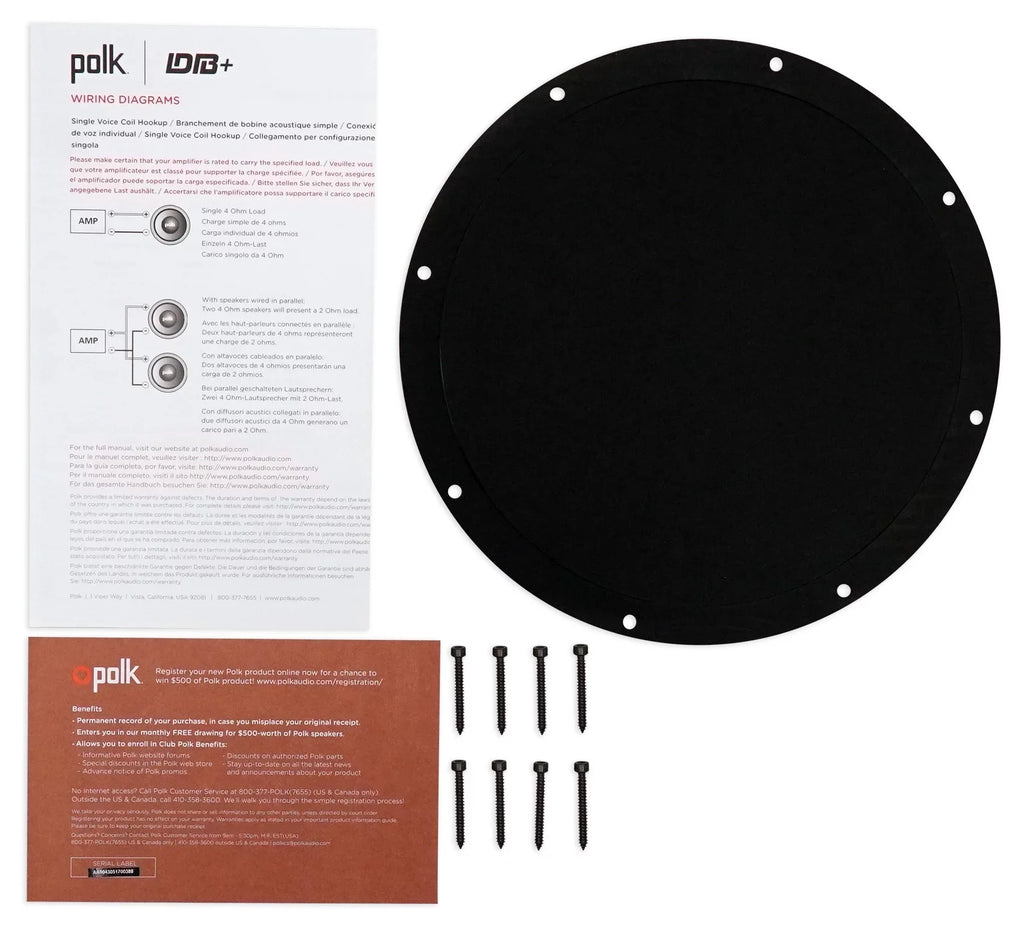 (2) Polk Audio DB1042SVC 10” 1050w Single 4-Ohm Car/Marine Audio Subwoofers Subs