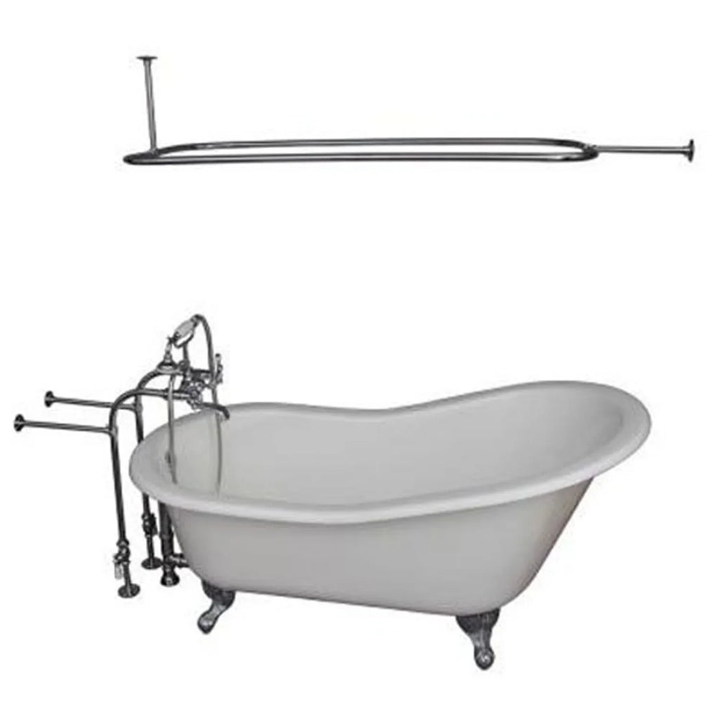 TKCTSN67-CP4 Tub Kit 67 CI Slipper  Shower Rd  Filler  Supplies  Drain-Chromeome