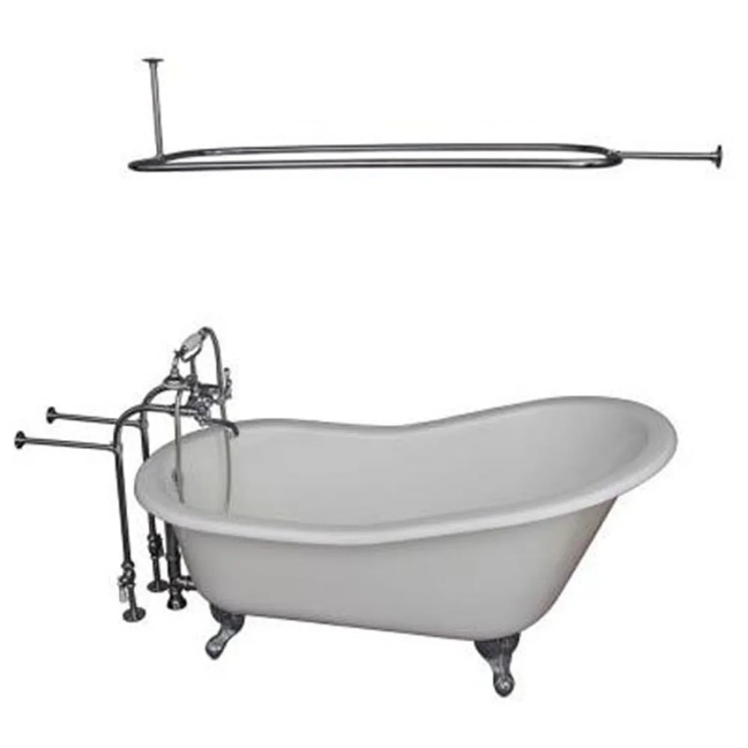 TKCTSN67-CP4 Tub Kit 67 CI Slipper  Shower Rd  Filler  Supplies  Drain-Chromeome