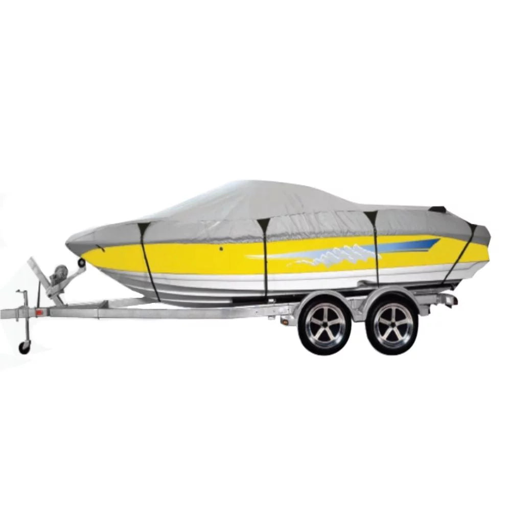 Premium 600 Denier vessel shield Heavy Duty Protection for Trailer Travel & Storage for Bass Boats (Pro Style), Fish & Ski Boats Size 16ft to 18.5ft