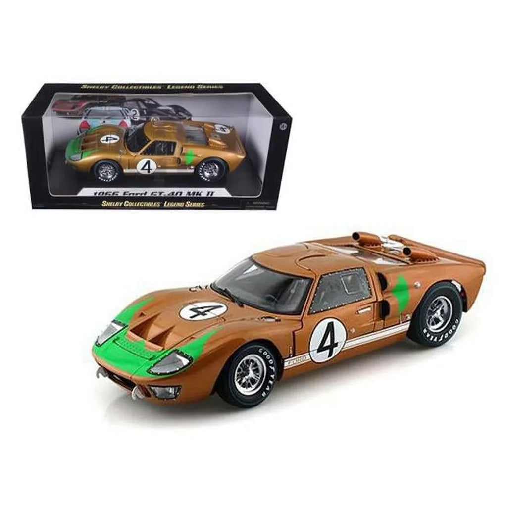 Shelby Collectibles SC414 1966  GT-40 MK 2 Gold No.4 1-18 Diecast Car Model