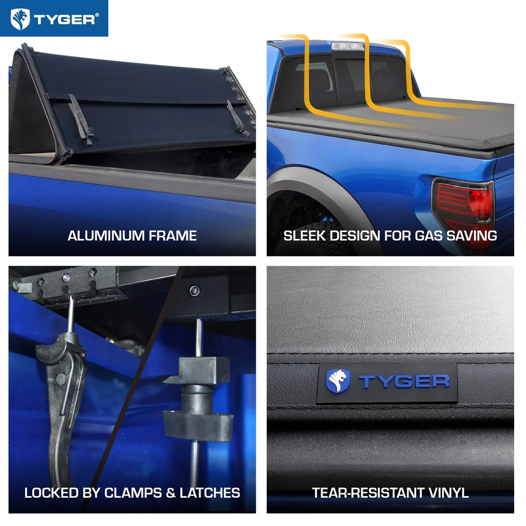 Tyger Auto T3 Soft Tri-fold Truck Bed Tonneau wrap appropriate with 2014-2018 Chevy Silverado / GMC Sierra 1500; 2015-2019 2500HD 3500HD; 2019 LD/Limited | 6'6" Bed | TG-BC3C1007 | Vinyl