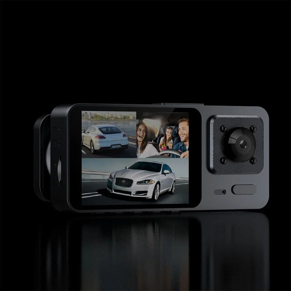 JLLOM 1080P 3 Lens HD Dual Lens Car Dash Cam Front/Rear/Inside Video Recorder Camera G-sensor