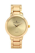 Charles Raymond Iced Out Diamond at 12 o'clock Elegant and Classy Mens Watch for All Occasions - Easy Reader Simplistic Slashes at Every Hour - Handsomely Stunning - 4904MB Single (Shiny Gold)