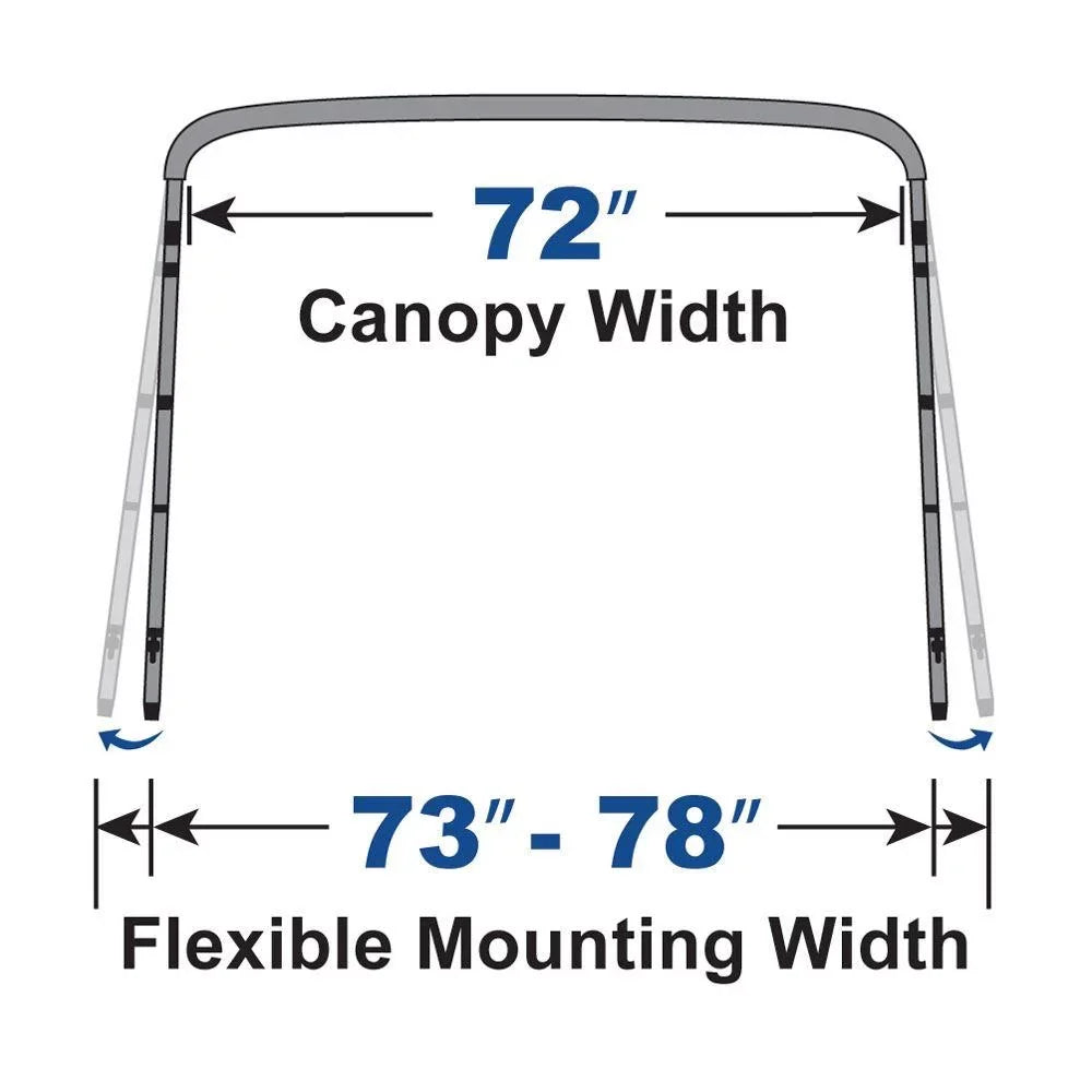 New Bimini Top craft wrap 4 Bow 46" H 73" - 78" W 8 Foot Navy Blue