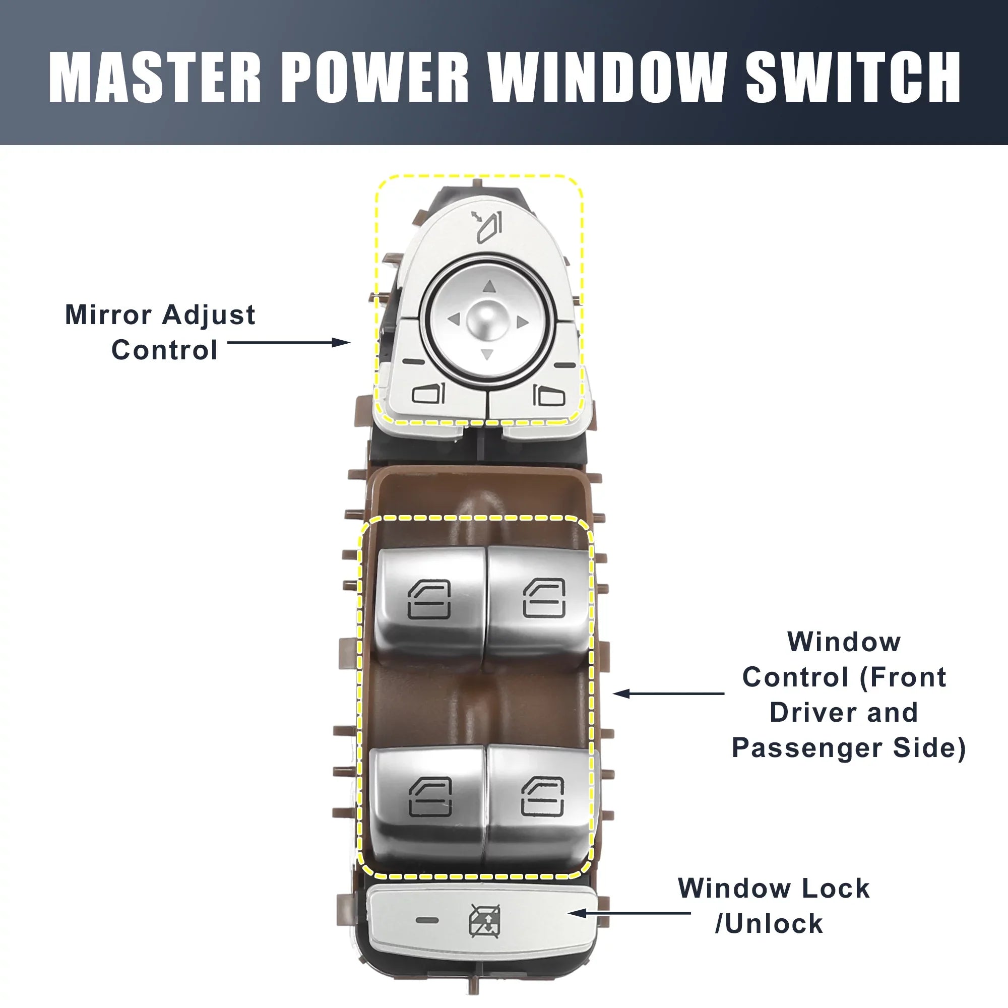 Unique Bargains Front Left Driver Side Power Window Master Switch No.A2059056811 for Mercedes-Benz C300 C350e C400 C450