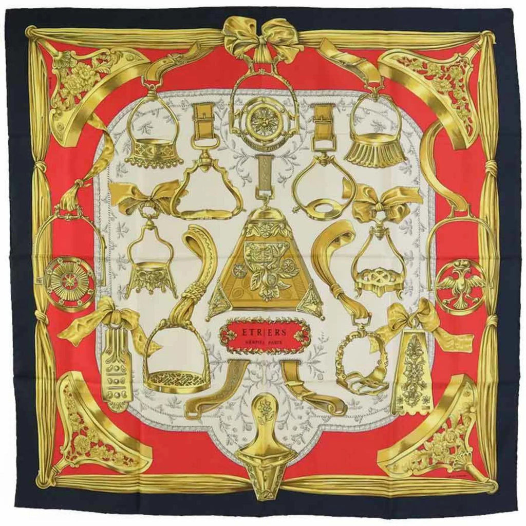 Pre-Owned HERMES Scarf Muffler Carre90 ETRIERS Silk Multicolor Ladies (Good)