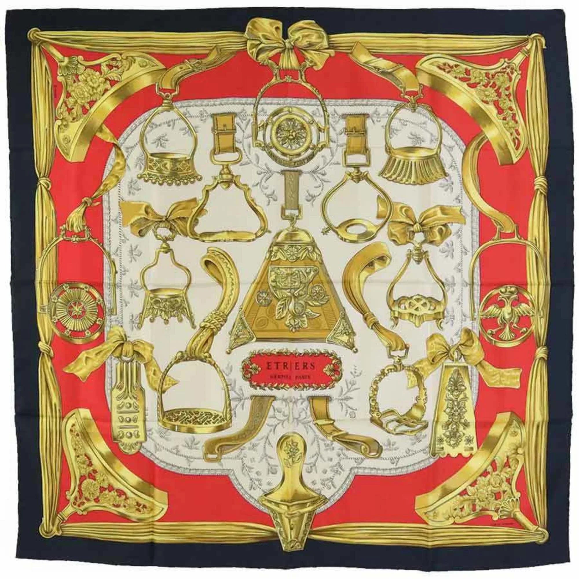 Pre-Owned HERMES Scarf Muffler Carre90 ETRIERS Silk Multicolor Ladies (Good)