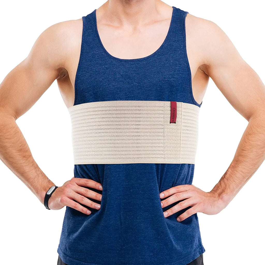 ORTONYX 6.25" Broken Rib Brace Unisex - Elastic Chest Wrap Comppression Support Belt - Rehabilitation of Cracked, Fractured, Dislocated Ribs Post-Surgery Aid Plus Size 3XL Beige / ACOX5226-BG-3XL