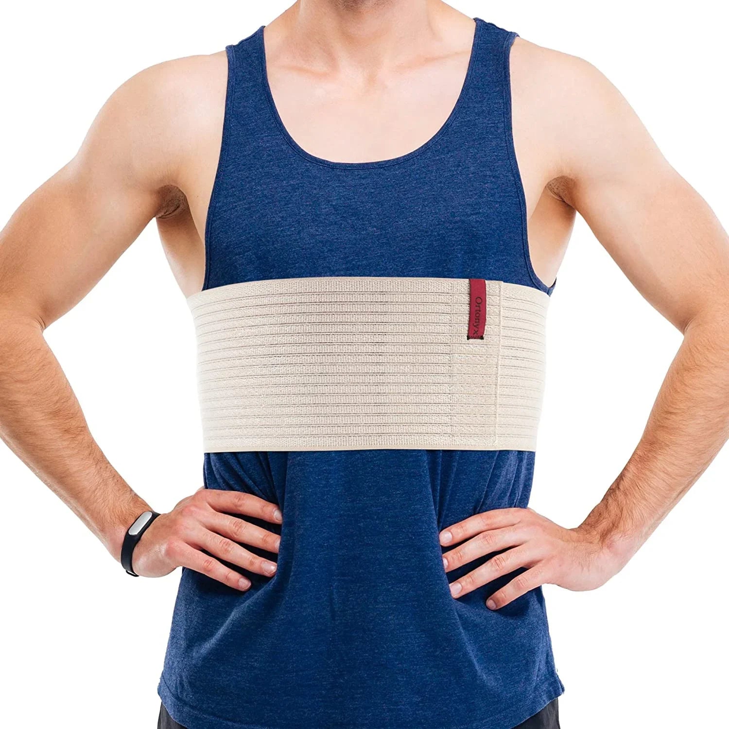 ORTONYX 6.25" Broken Rib Brace Unisex - Elastic Chest Wrap Comppression Support Belt - Rehabilitation of Cracked, Fractured, Dislocated Ribs Post-Surgery Aid Plus Size 3XL Beige / ACOX5226-BG-3XL