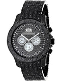 Men's Black Stainless Steel Diamond Accent Quartz Watch Metal Band plus Extra Leather Strap