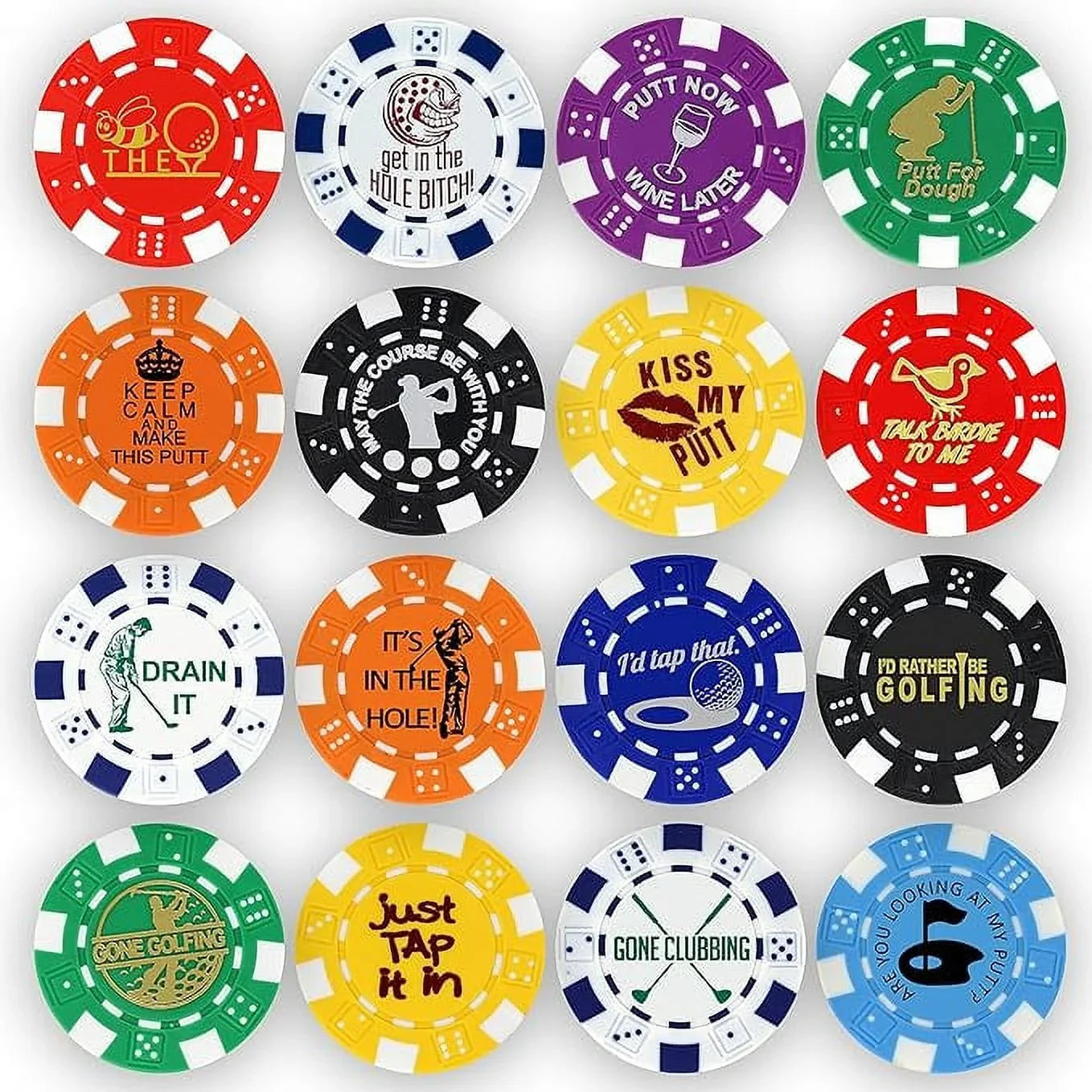 DA VINCI Golf Ball Marker Poker Chip Collection, 11.5 Gram Striped Chips