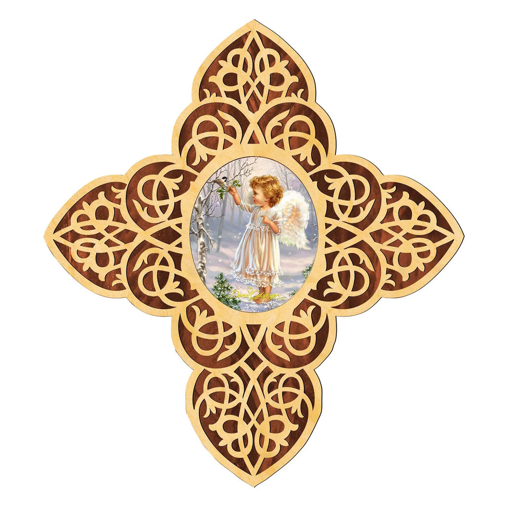 Gelsinger | Inspirational Icon D�cor - 88482-DG. Angel Girl Filigree Wooden Cross by D
