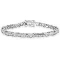 Link Set Designer Bracelet with Lab-created Round Brilliant Diamonds by Diamond Essence set in Sterling Silver
