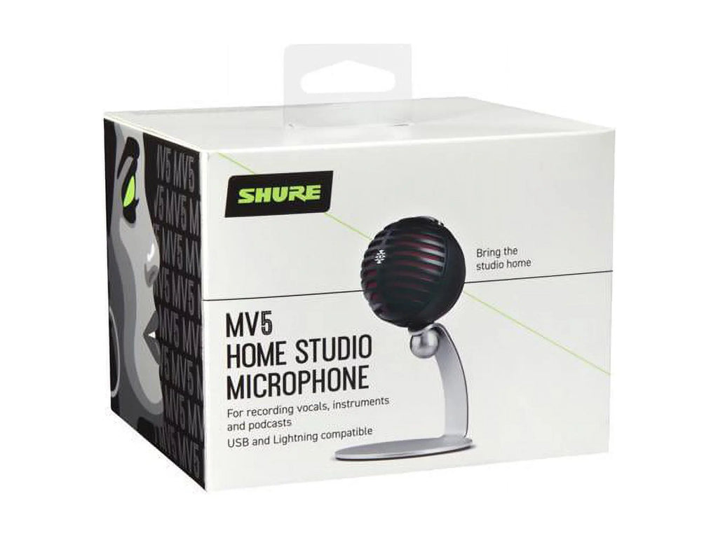 Shure - MV5 USB Condenser Microphone - Black w/ Red