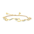 14K Yellow Gold Plated .925 Sterling Silver 1/10 Cttw Diamond Wave and Hearts 4"-10" Adjustable Bolo Bracelet (I-J Color, I3 Clarity)