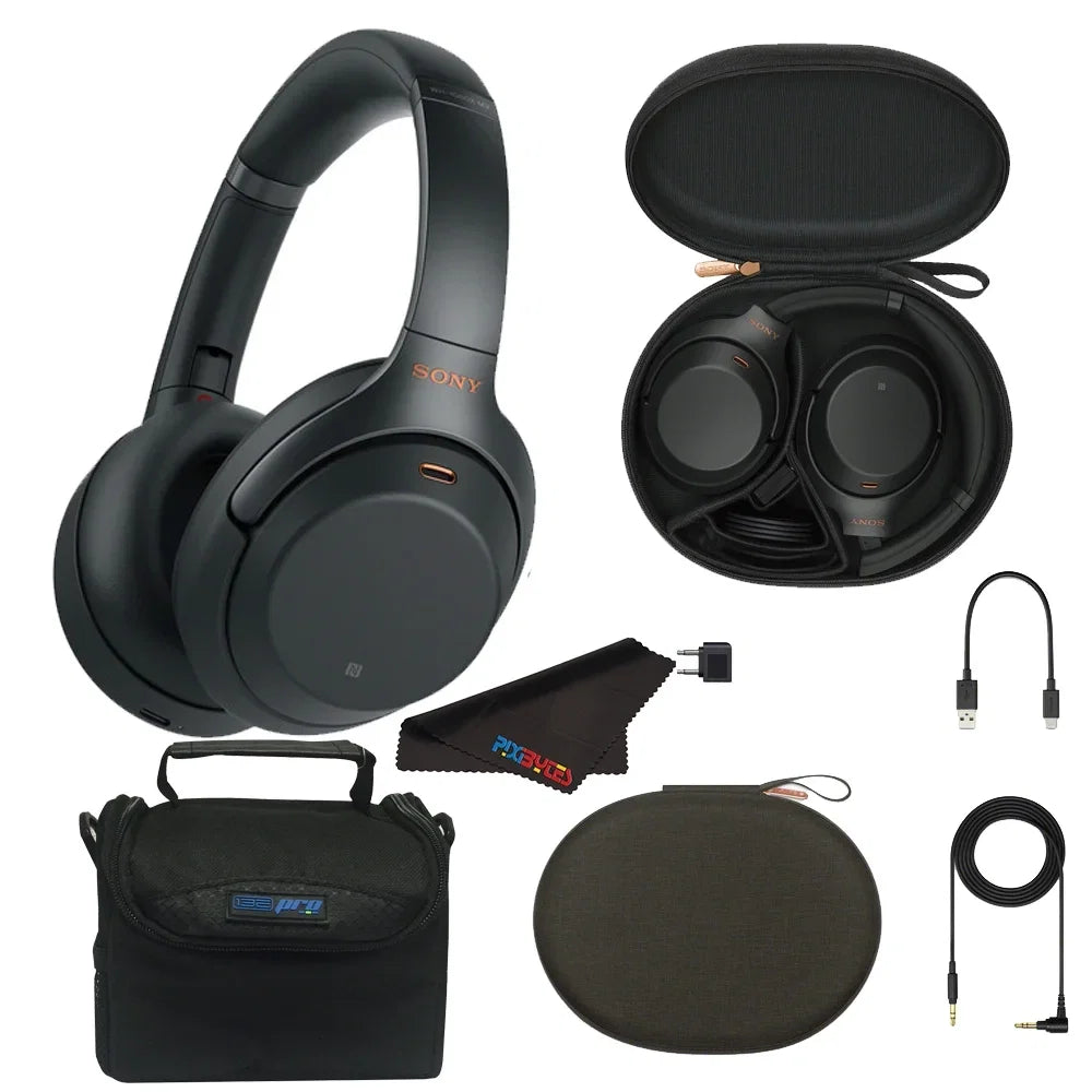 WH-1000XM3 Wireless Noise-Canceling Over-Ear Headphones (Black) + Pixibytes Bundle
