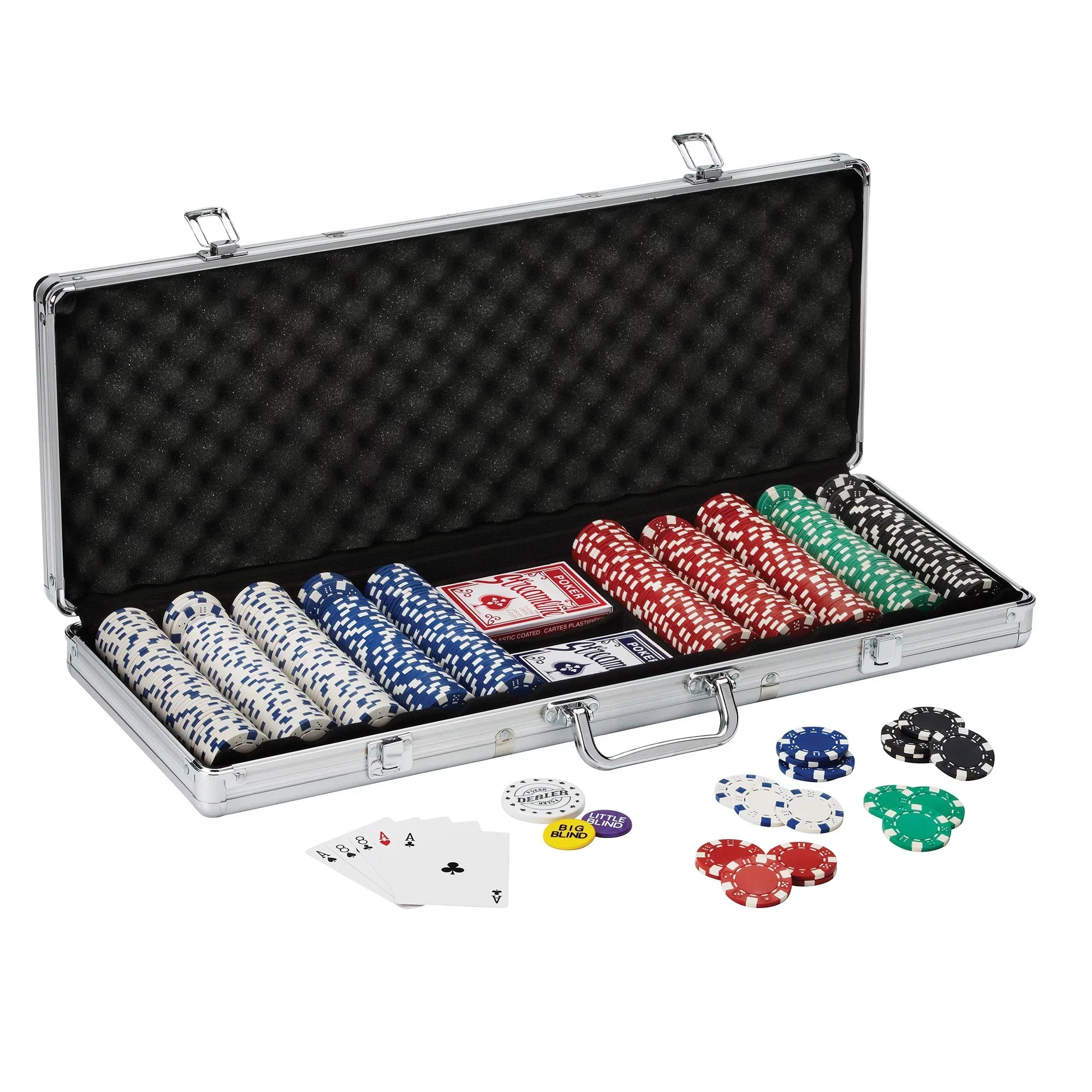 Fat Cat Poker-Blackjack Table Top, Fat Cat 500Ct Texas Hold'Em Dice Poker Chip Set