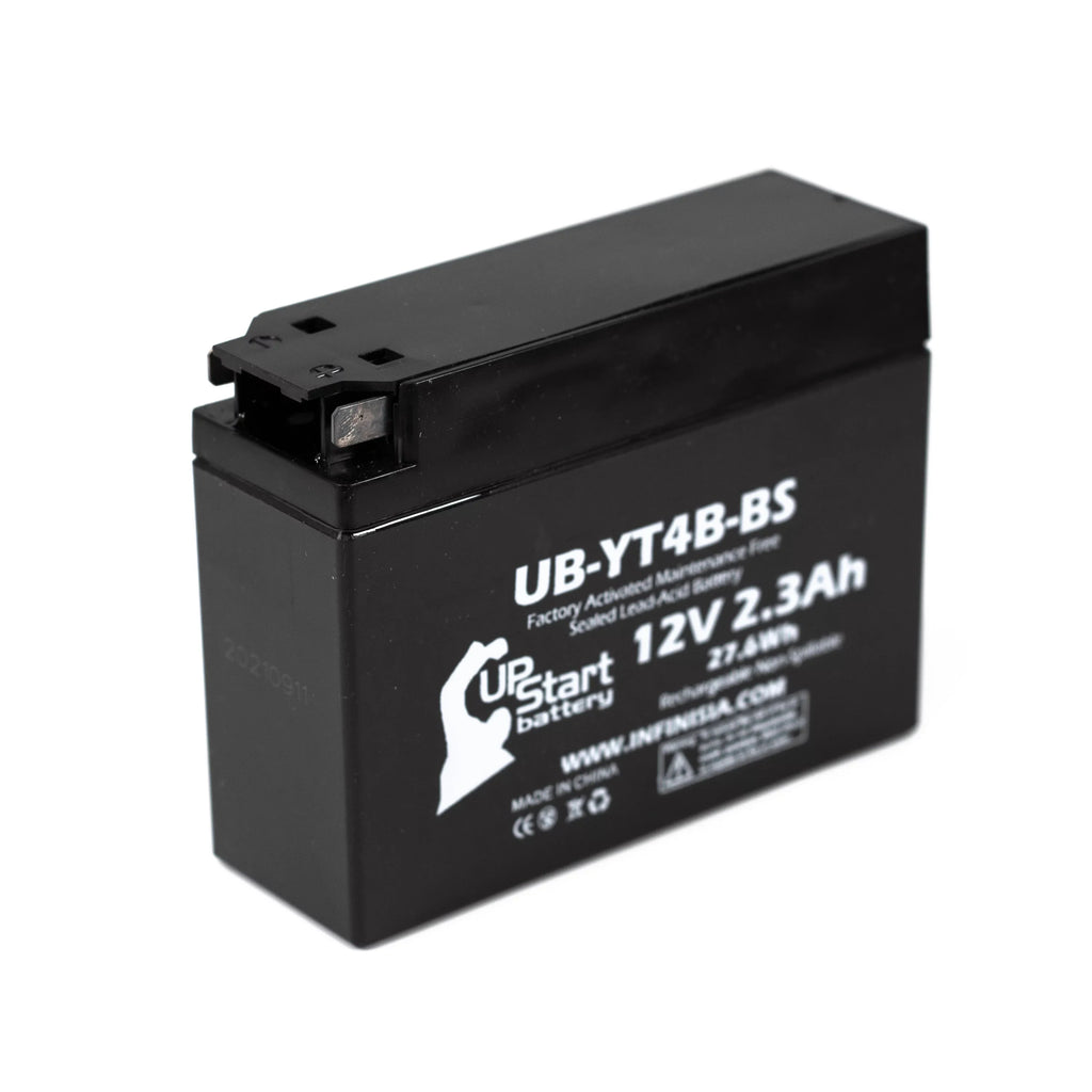 4-Pack UpStart Battery Replacement for 2008 Yamaha SR400 400CC Factory Activated, Maintenance Free, Motorcycle Battery - 12V, 2.3Ah, UB-YT4B-BS
