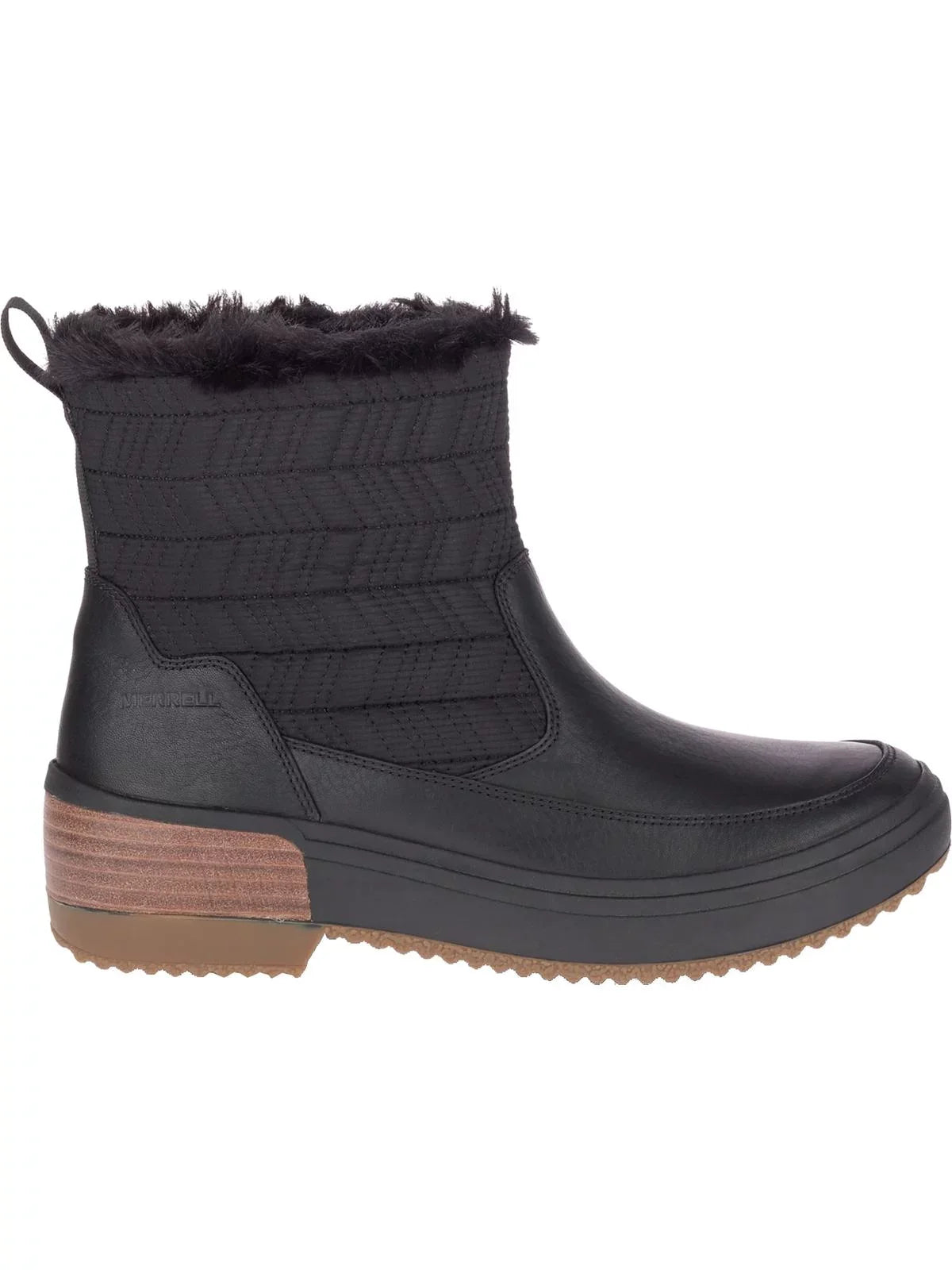 Merrell Womens Haven Bluff Leather Faux Fur Lined Winter Boots