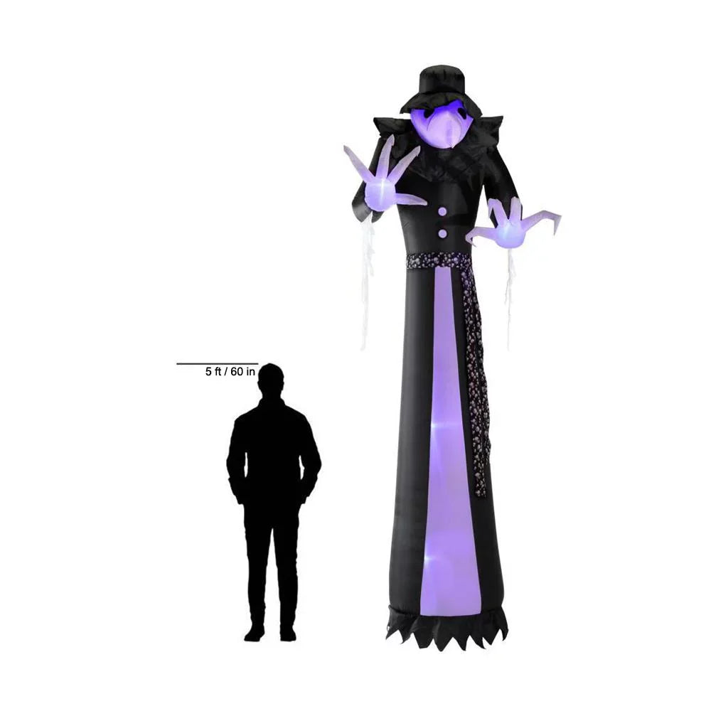 Short Circuit Victorian Reaper Halloween Inflatable with Lightshow Projection. 12 ft