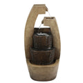 LuxenHome Brown Cement Modern Sculpture Outdoor Fountain with LED Light