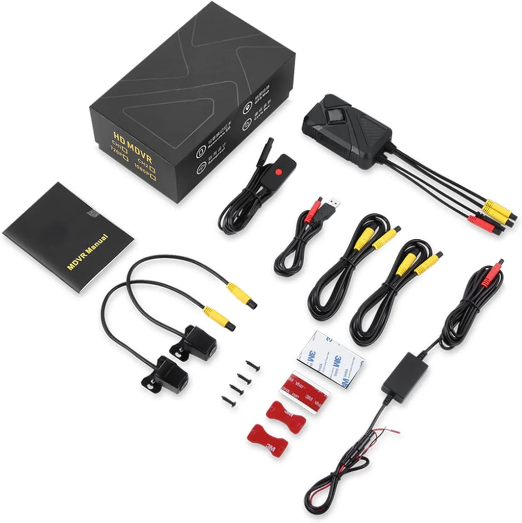 Motorcycle Camera with Recording Function Dash Cam Front and Rear 1MP AHD (720P) HD Camera 120° Wide Angle Motorcycle Accessories 1080P+720P Video Recording (Only Support 1 Channel 1080P)