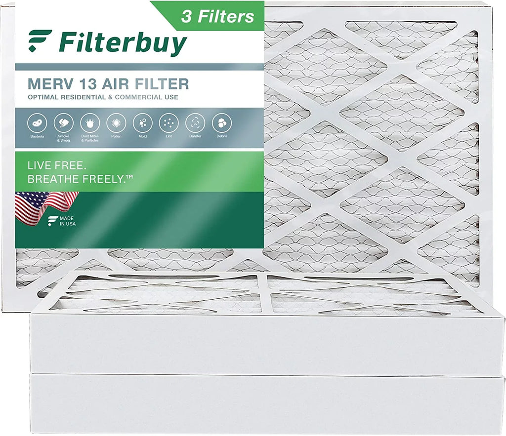 Filterbuy 12x24x4 MERV 13 Pleated HVAC AC Furnace Air Filters (3-Pack)