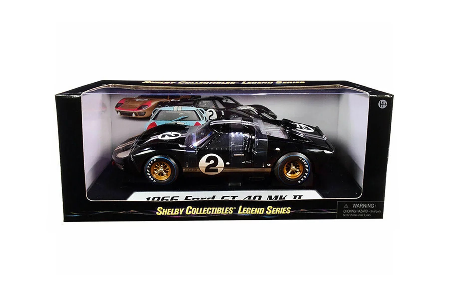 1966  GT-40 MK II #2 After Race (Dirty Version, Black - Shelby Collectibles SC431BK - 1/18 scale Diecast Model Toy Car