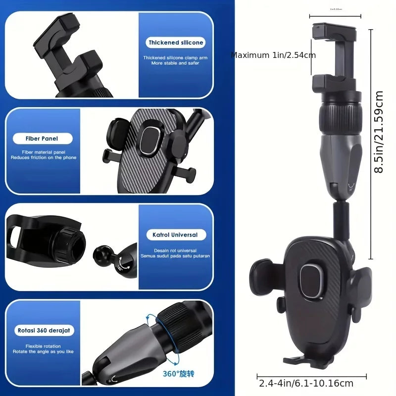 Heavy Duty Windshield Phone Mount for Car - 360-Degree Rotative Dash Mount Phone Holder - Non-Shaking, Zero Noise - matching with All Smart Phones and Cars