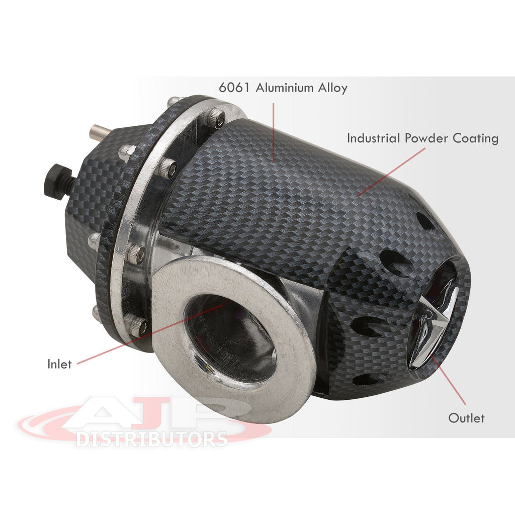 Universal SQV Style Turbo Blow Off Valve BOV + Weldable Adapter O-Ring Flange Kit (Carbon Fiber) - Billet Aluminum Turbocharger Charger