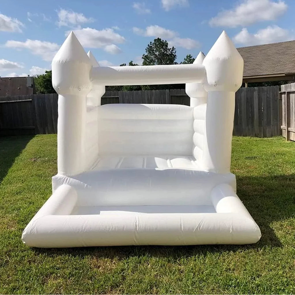 Connsann White Bounce House  Commericial Grade PVC  Jump Castle with Blower & Ball Pit  for Kids Outdoor Indoor Party