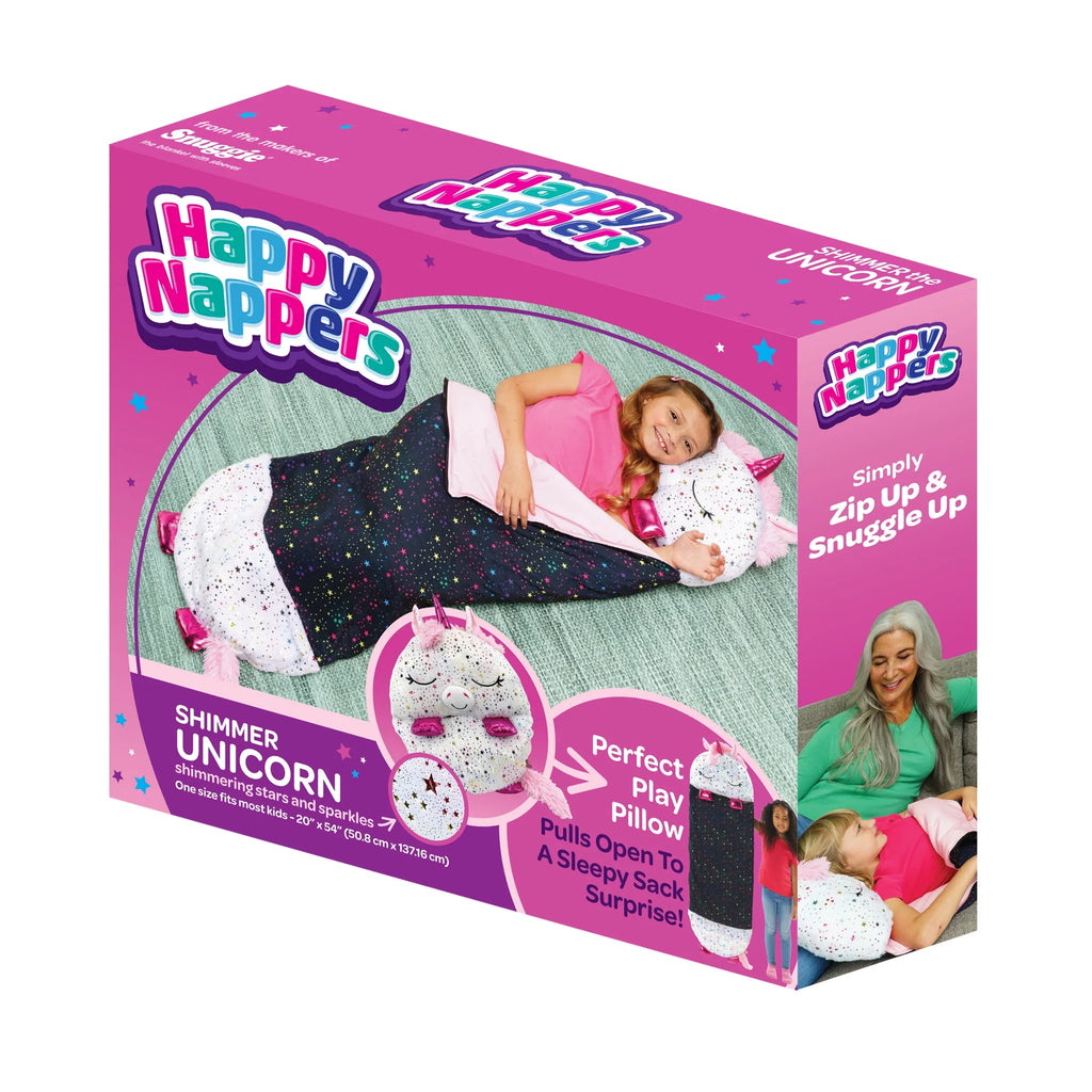 Happy Nappers Pillow Plush Toy and Sleeping Sack in One, Unicorn