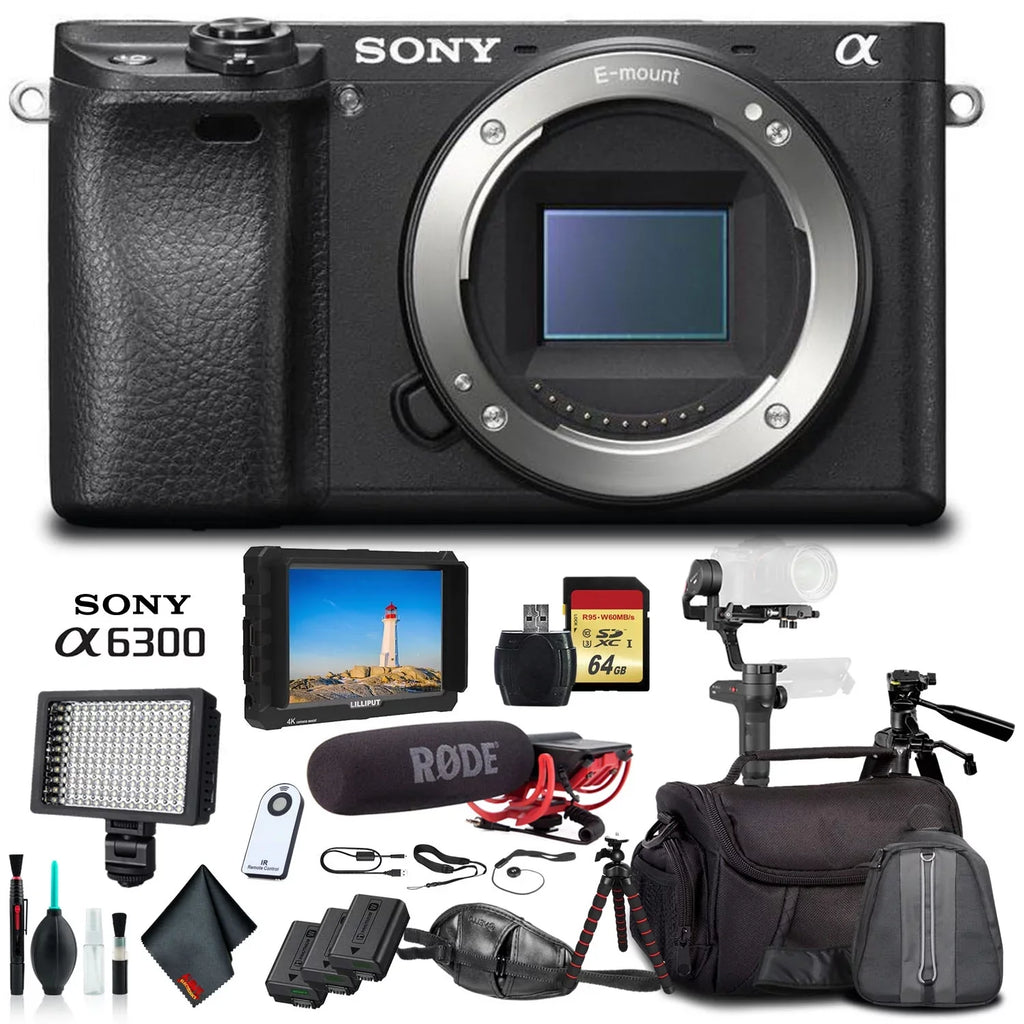 Alpha a6300 Mirrorless Camera Black ILCE6300/B +Soft Bag, Zhiyun-Tech WEEBI