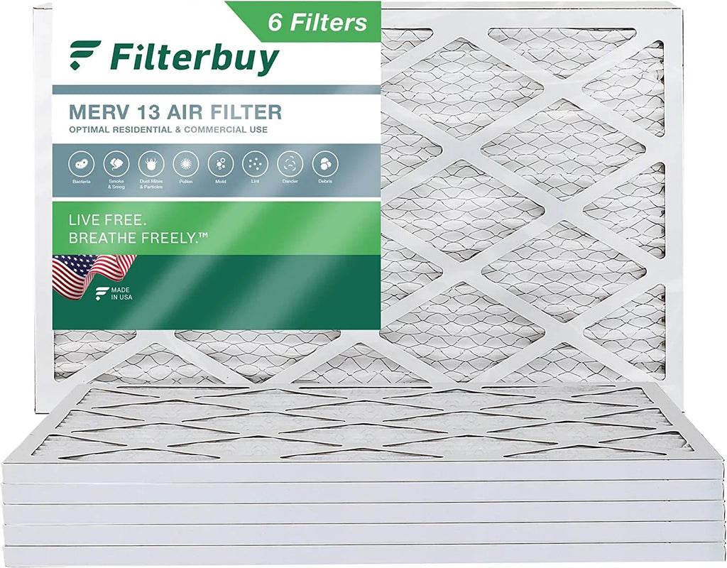 Filterbuy 14x24x1 MERV 13 Pleated HVAC AC Furnace Air Filters (6-Pack)