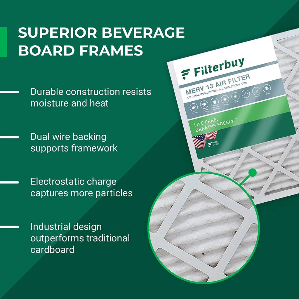 Filterbuy 10x16x4 MERV 13 Pleated HVAC AC Furnace Air Filters (12-Pack)