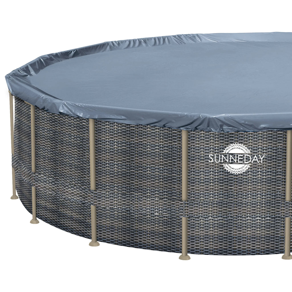 Round x 52 in.. Sunneday Oasis Rattan Soft-Sided Pool 24 ft