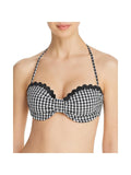 Shoshanna Womens Checkered Bandaeu Swim Top Separates B/W A