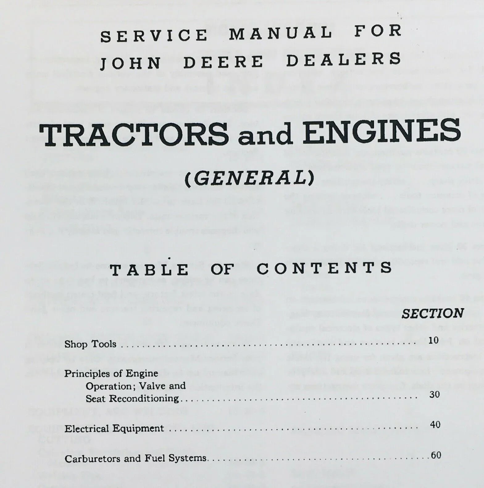 General Service Manual For John Deere Tractors & Engines Sm-2000