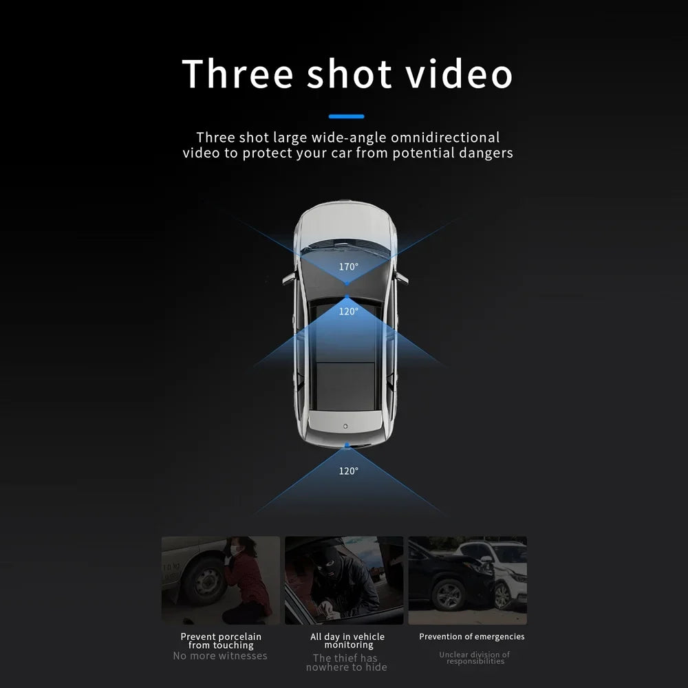 Walmeck Dash Camera,Clear Car Rearview 3 Cameras Car Camera Auto Car Rearview Mirror Video Car Camera Auto ty Dash Cam 2in Car Video Auto Safety 2in Clear Car Cameras Dash Cam 170°Wide WDR HDR QISUO