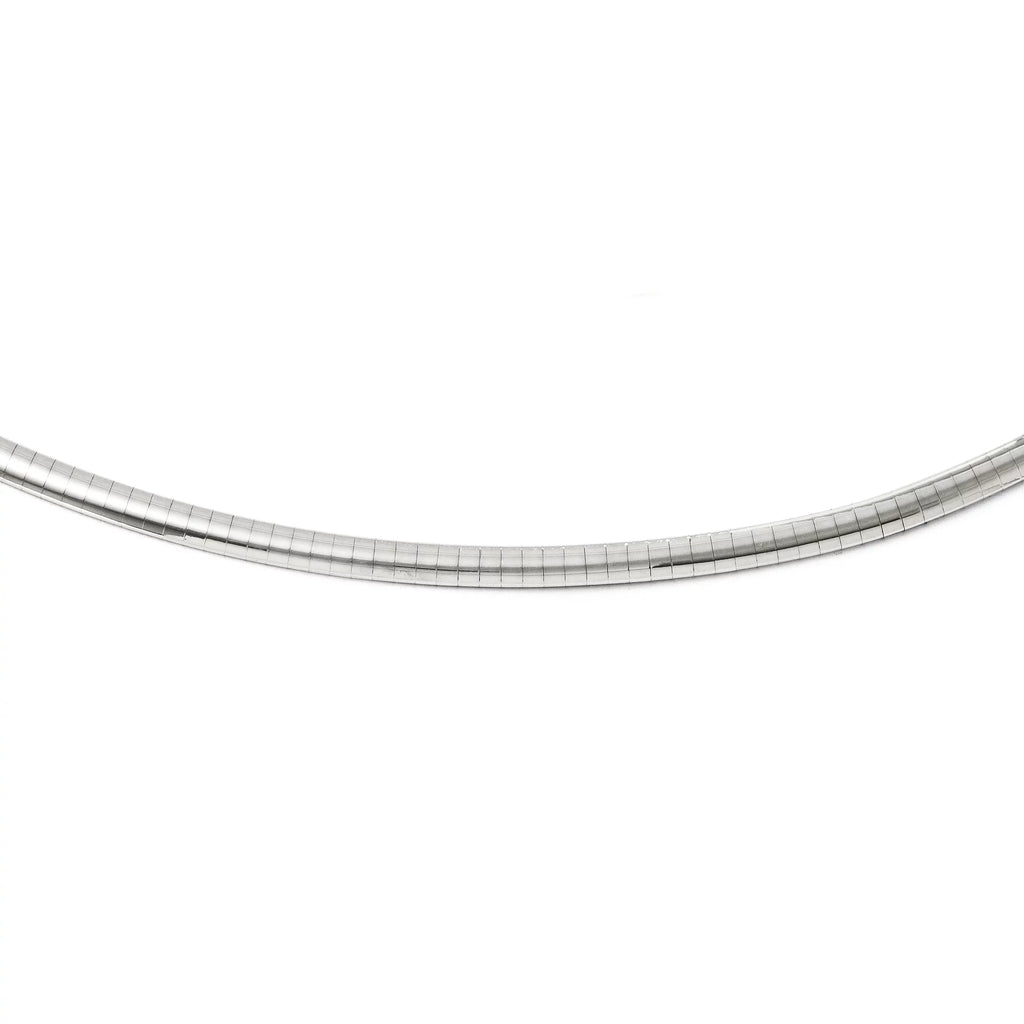 14K White Gold 4mm Domed Omega Necklace