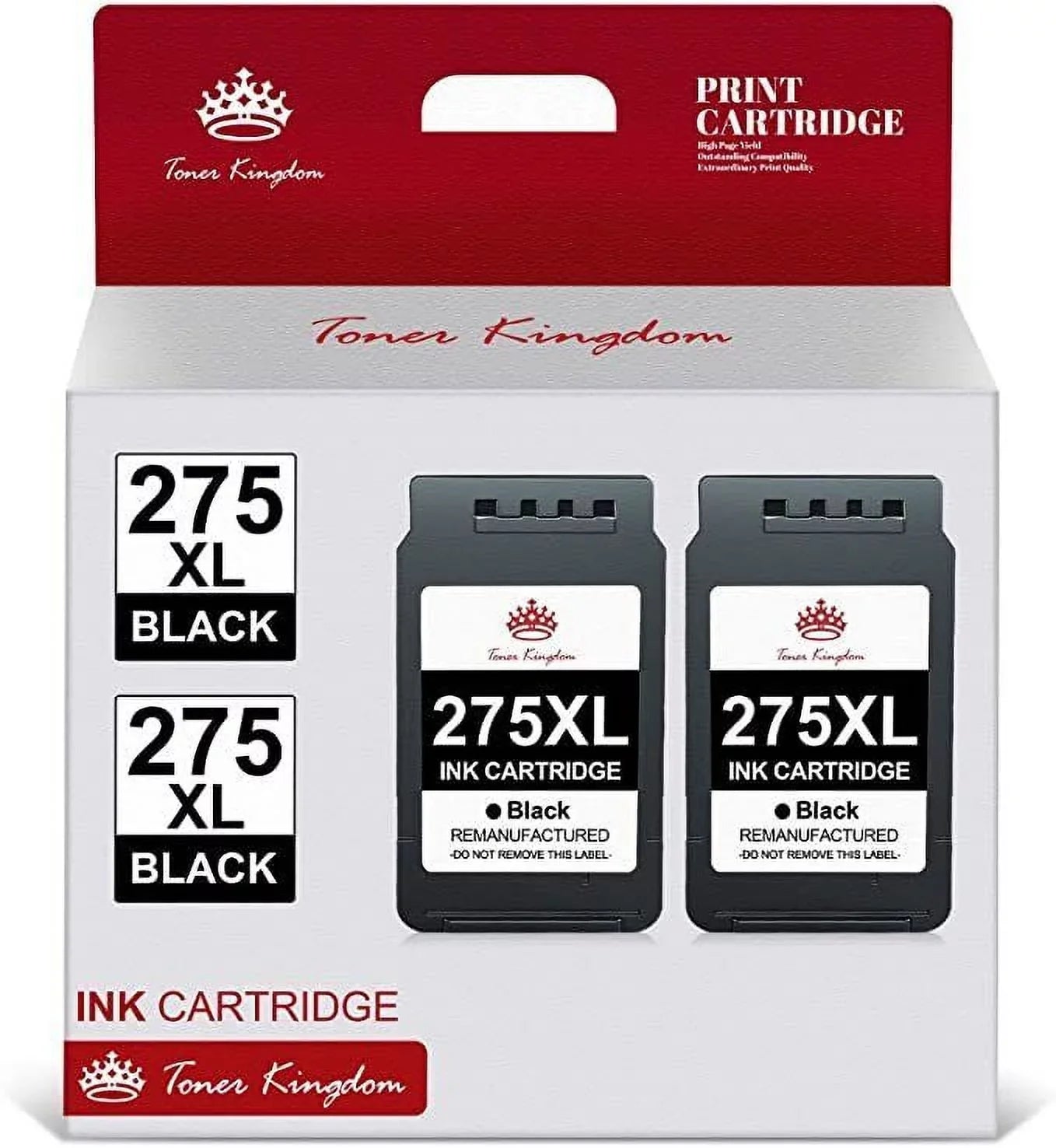 Toner Kingdom PG 275 XL Ink Cartridges Replacement for  Ink 275 for  Printers PIXMA TS3520 TS3522 TS3500 TR4720 TR4722 TR4700(2 Black)