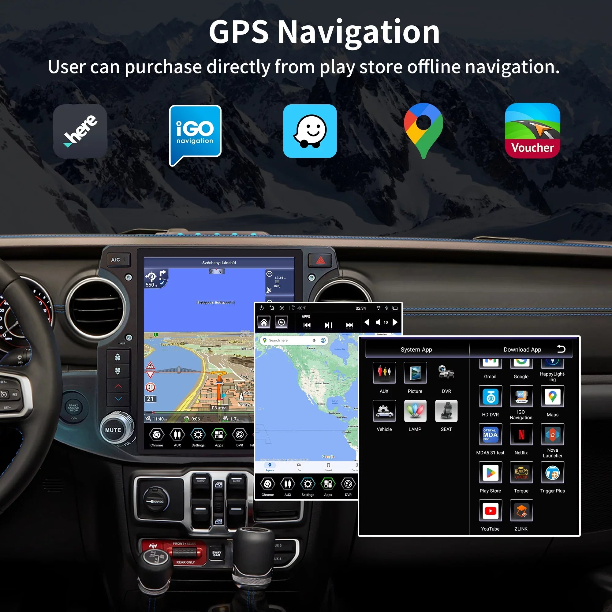 Linkswell Gen5 T-style 12.1 inch Car SirusXm Radio Stereo for Jeep Wrangler Gladiator 2018-2021 Touch Screen Car Navigator Android Truck Replacement GPS radio 4G+64G  Carplay Auto