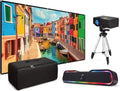 iLive Popup Theater Kit Bundle 2023 With HDMI Cord: 1080p HD Mini Projector, 120" Screen, Bluetooth Soundbar, 42" Tripod - Perfect for Home Cinema, Gaming & Outdoor Movies