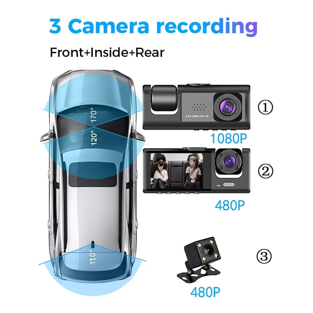 GoolRC Dash Cam,Cam Clear Car Video Wide Car Wide Car Camera Wifi Auto Dash Cam Rearview Mirror Car Clear Car Rearview 3 Cameras Car Rearview Mirror And Rear With Cam And Rear Dashcam 10800p Fhd